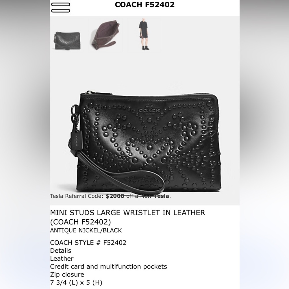 Coach Black Leather Studded Pouch - Picture 8 of 8